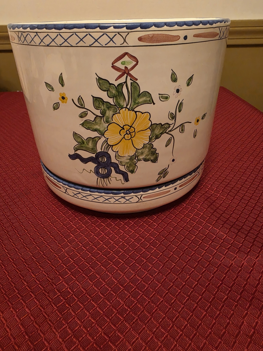 Tiffany & Co. Lisbon Planter with Yellow, Blue Floral Motif
